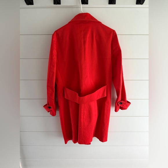 Ann Taylor Vibrant Red/Orange Trench Coat, Size Medium - Picture 2 of 7